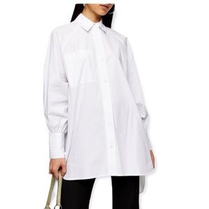 Topshop Nordstrom Oversized Poplin Shirt 4 White